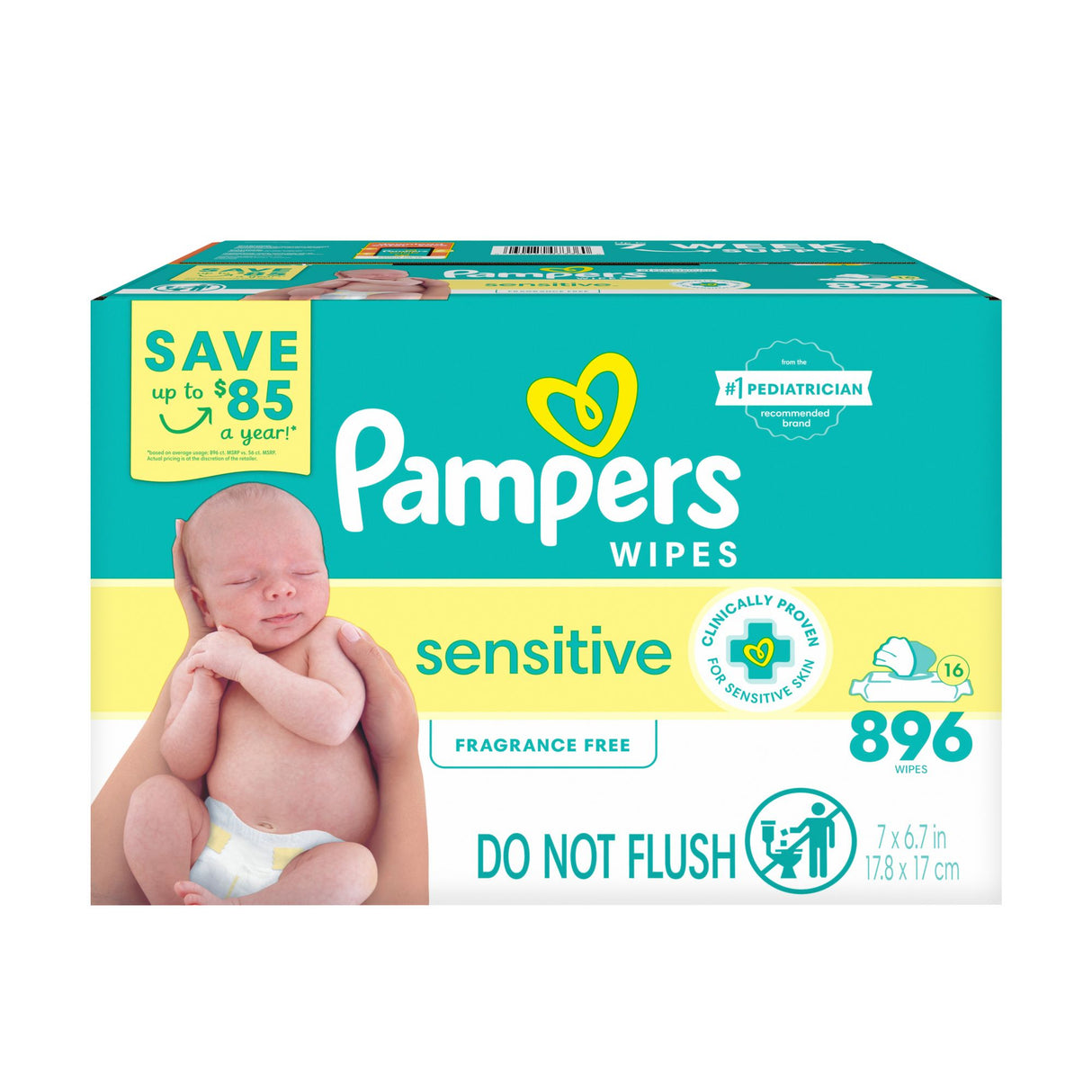 Pampers Baby Wipes Sensitive Fragrance-Free 896 count