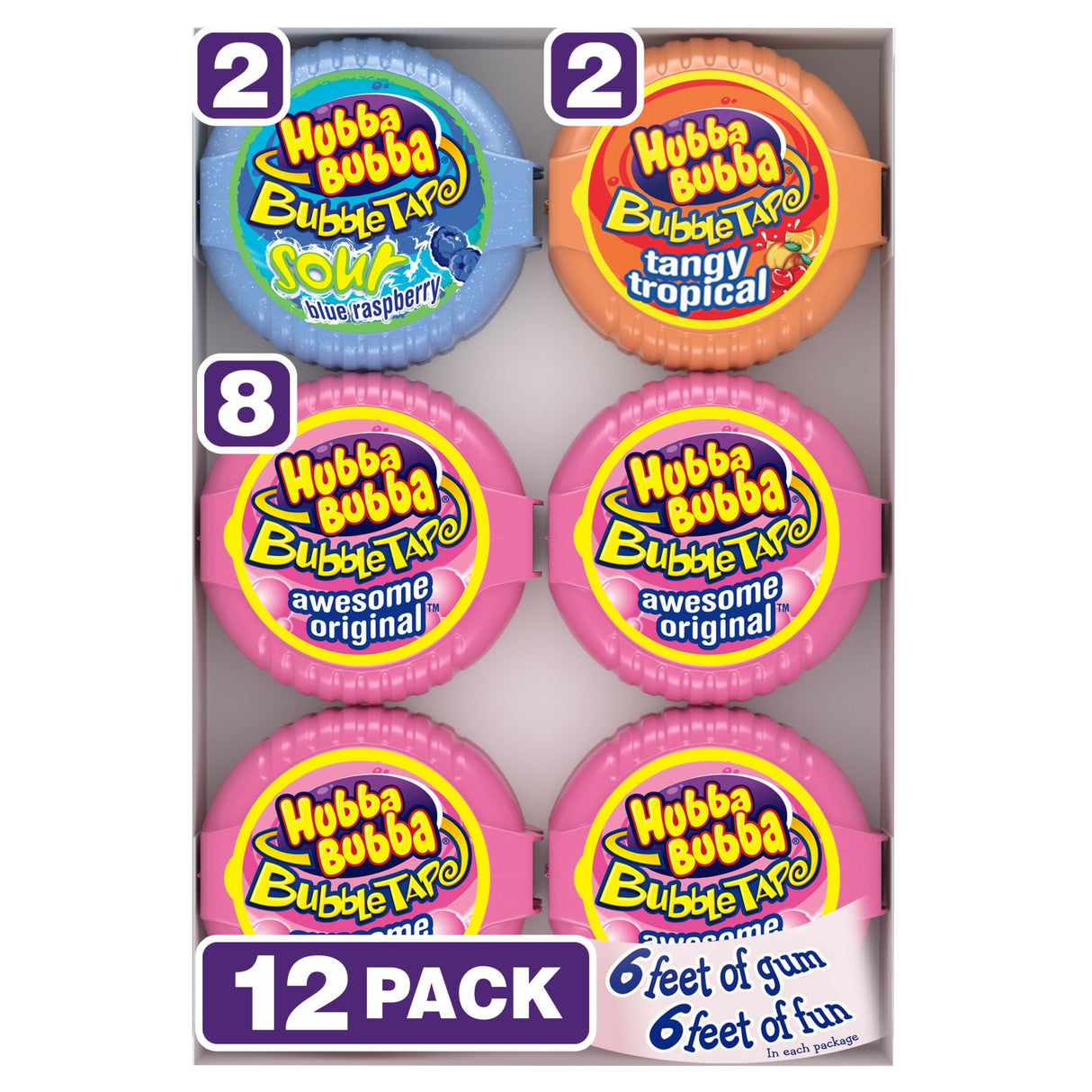 Hubba Bubba Bubble Tape Variety Pack (12-Pack, 2 oz Each) | Long-Lasting Chewy Fun for Kids Hubba Bubba
