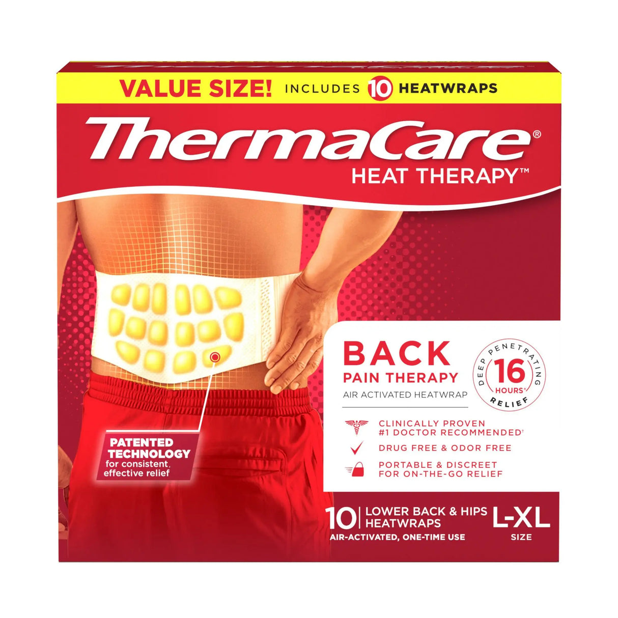 ThermaCare Lower Back & Hip HeatWraps (10 ct.) | Long-Lasting Pain Relief Wraps ThermaCare