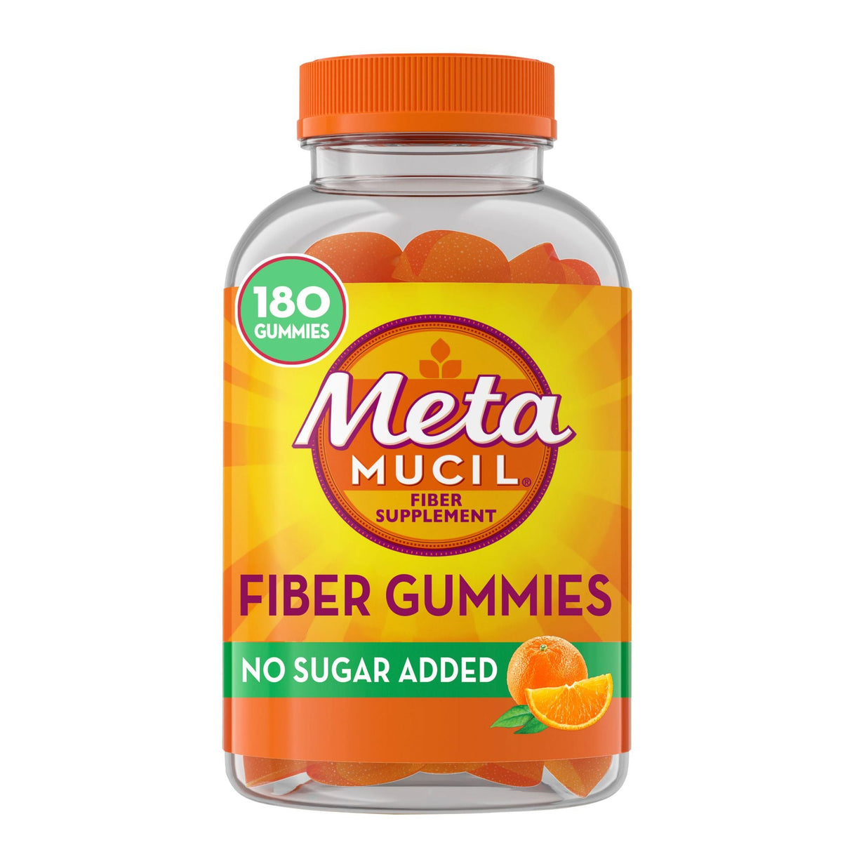 Metamucil Fiber Gummies for Adults (180 ct.) | No Sugar Added Orange Prebiotic Support Metamucil