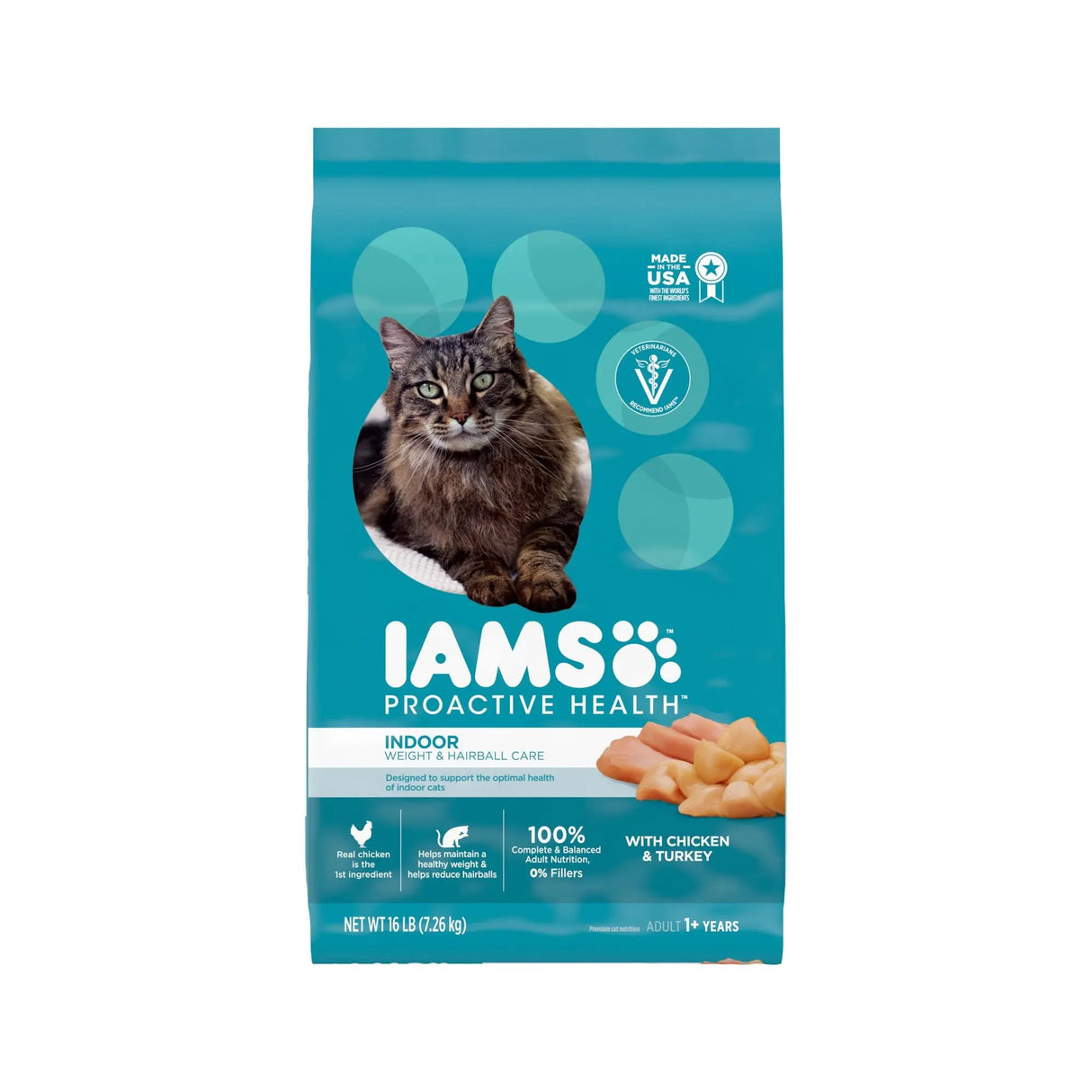 IAMS ProActive Health Cat Food (16 lbs) | Indoor Weight & Hairball Control Nutrition IAMS