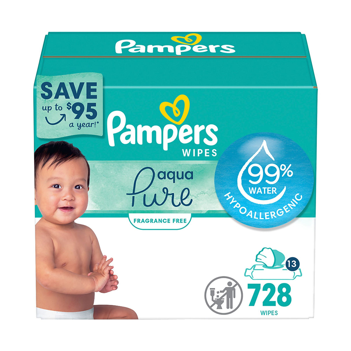 Pampers Aqua Pure Sensitive Baby Wipes 728 count