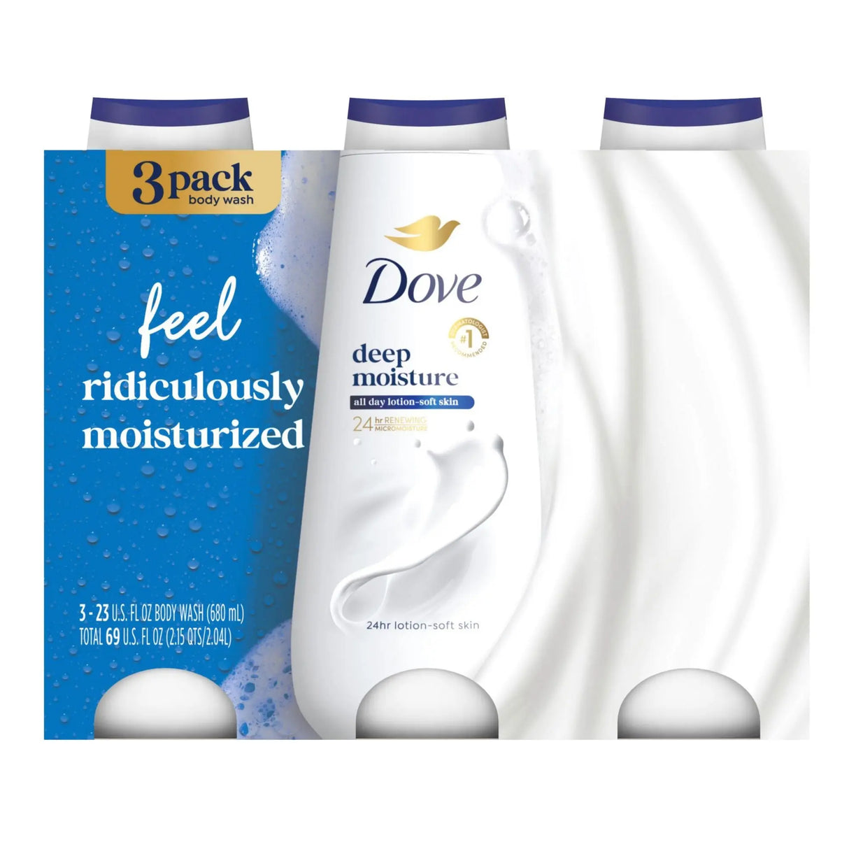 Dove Deep Moisture Body Wash (3-Pack, 23 oz) | Nourishing, Skin-Loving Formula Dove