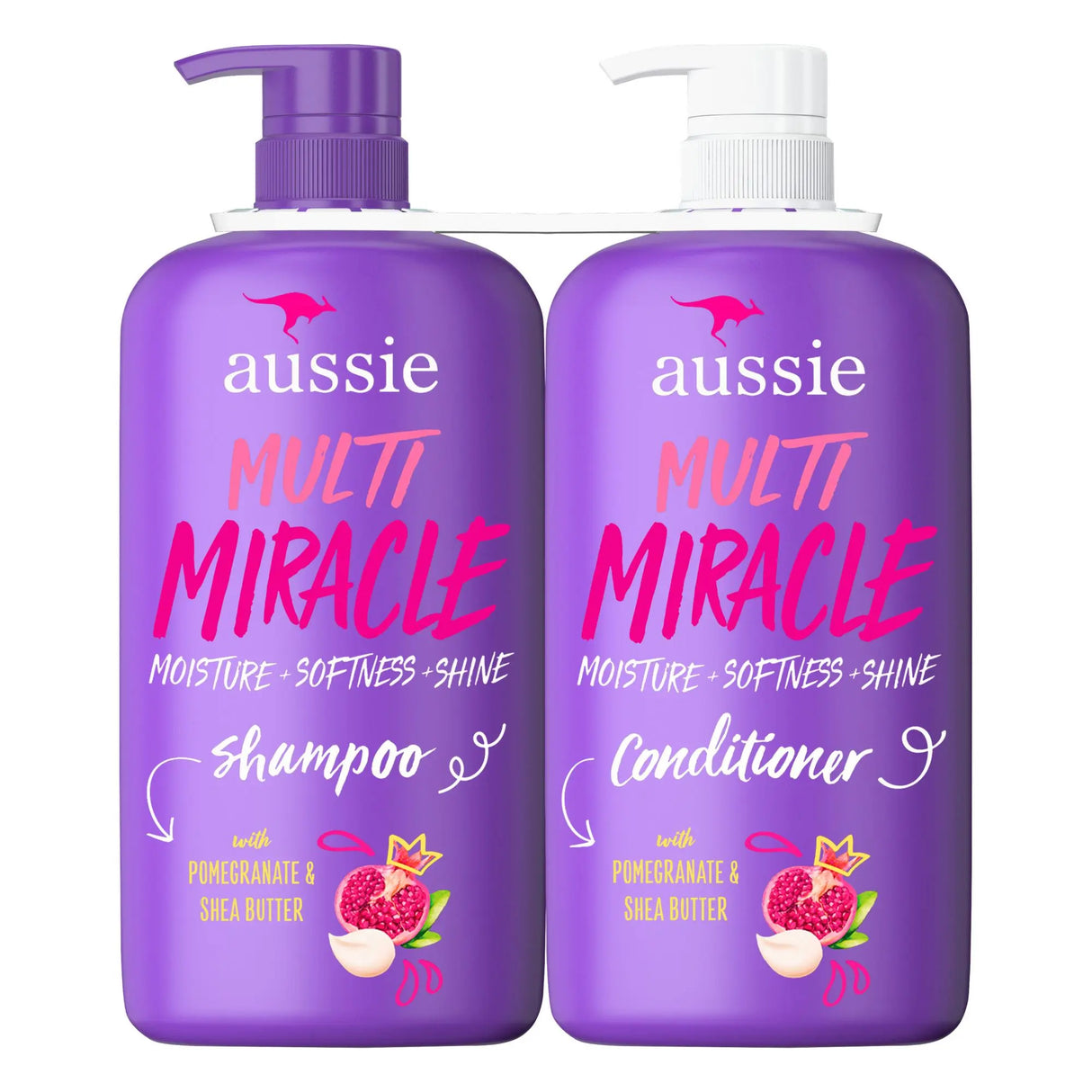 Aussie Multi Miracle Shampoo & Conditioner (2-Pack, 33.8 fl oz Each) | Fruity Scent & Moisture Shine Aussie
