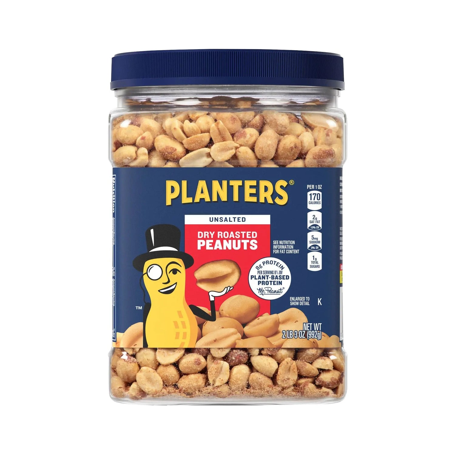 Planters Dry Roasted Peanuts (35 oz) | Unsalted Protein Snack Planters