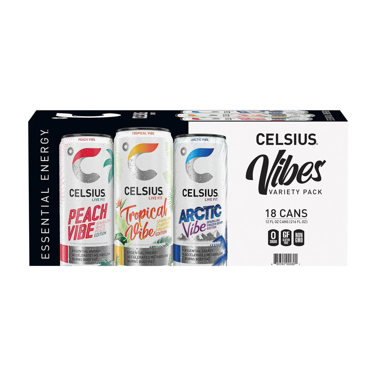 Celsius Vibe Energy Drinks Variety Pack (18-Pack) | Zero Sugar, Essential Energy Celsius