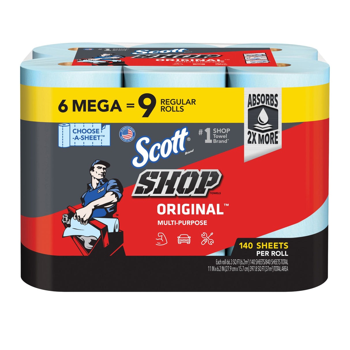 Scott Shop Towel Mega Rolls Blue 6-pack