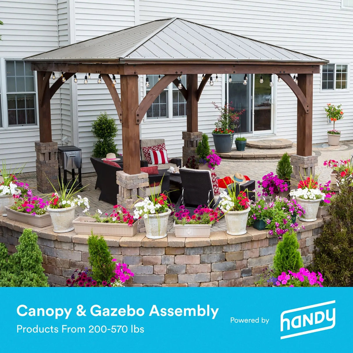 Handy Canopy & Gazebo Kit (200–570 lbs) | Heavy-Duty Outdoor Shelter Assembly Handy