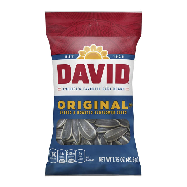 David Roasted Salted Sunflower Seeds (24-Pack, 1.75 oz Each) | Crunchy On-the-Go Snack DAVID Seeds