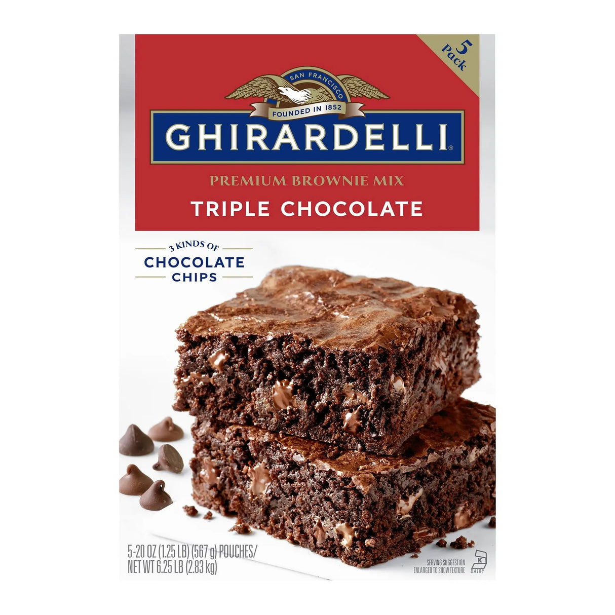 Ghirardelli Triple Chocolate Brownie Mix (5-Pack) | Bakes 90 Fudgy, Decadent Servings Ghirardelli