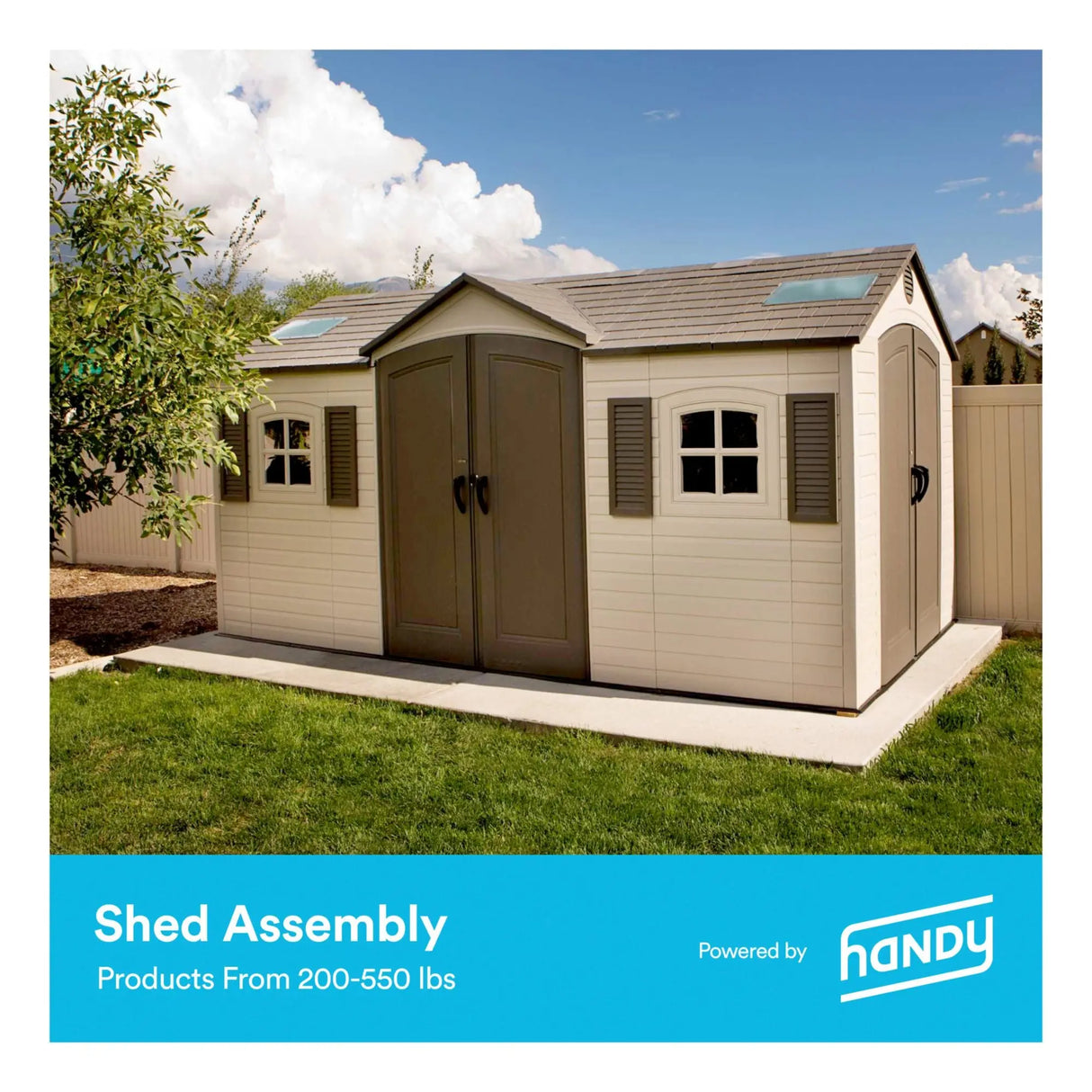 Handy Shed Assembly Kit (200–550 lbs) | Sturdy Outdoor Storage Assembly Handy