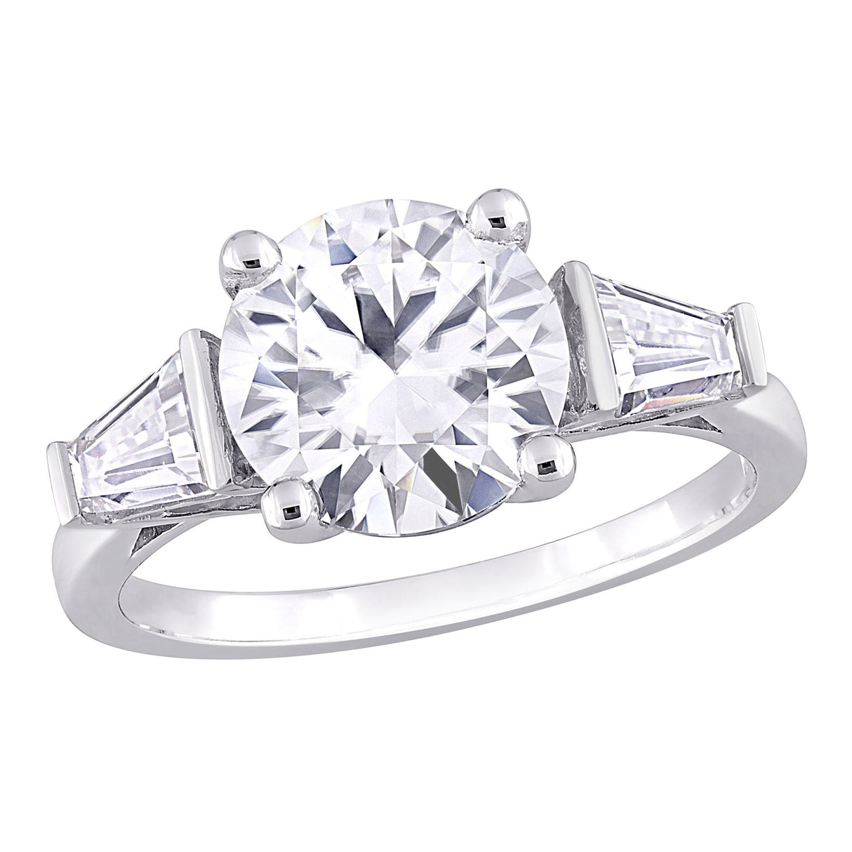 Moissanite three-stone ring