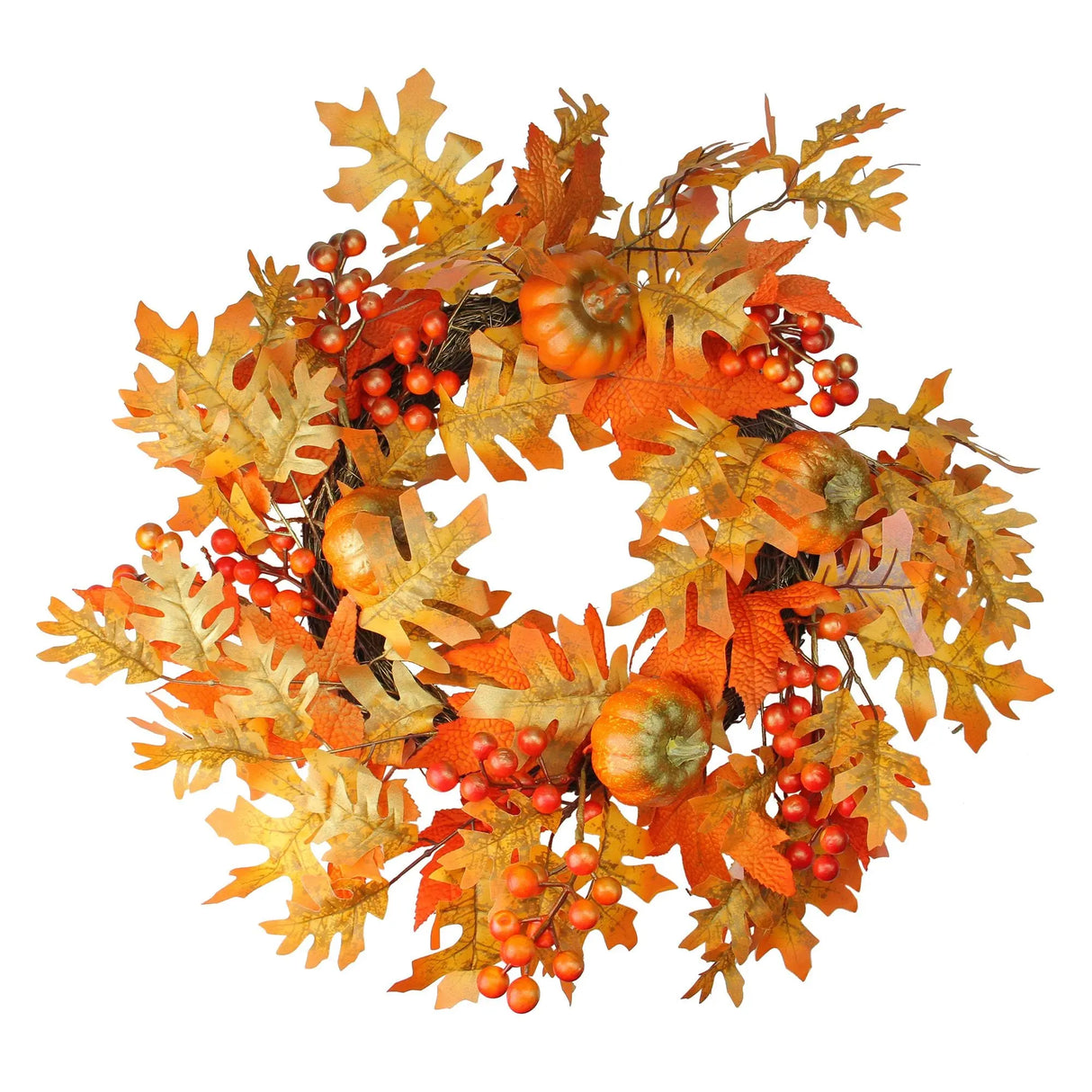 Northlight Thanksgiving Wreath (22", Autumn Leaves & Pumpkins) | Festive Front Door Decor Northlight