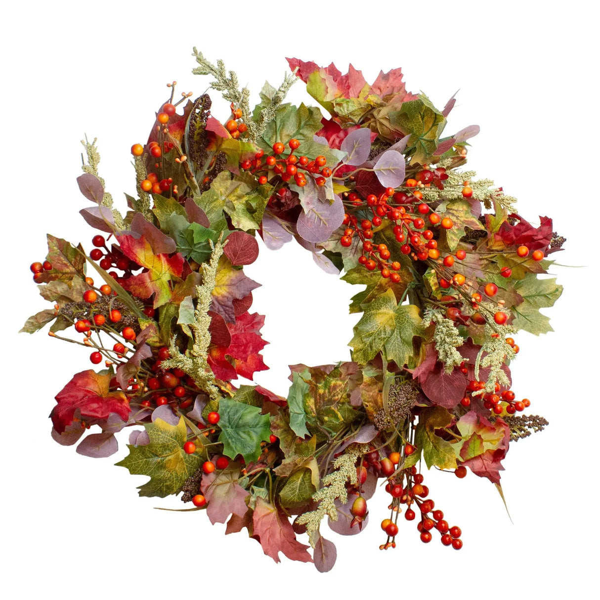 Northlight Fall Harvest Wreath (20") | Leaves & Berries for Autumn Décor Northlight