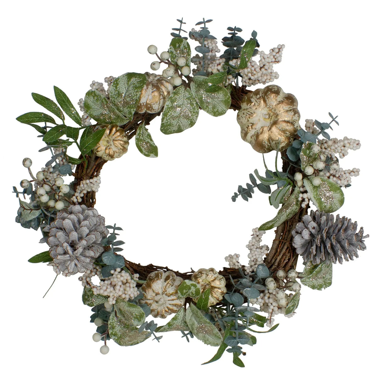 Northlight Neutral Fall Wreath (18", Pumpkins & Pine Cones) | Rustic Autumn Décor Northlight