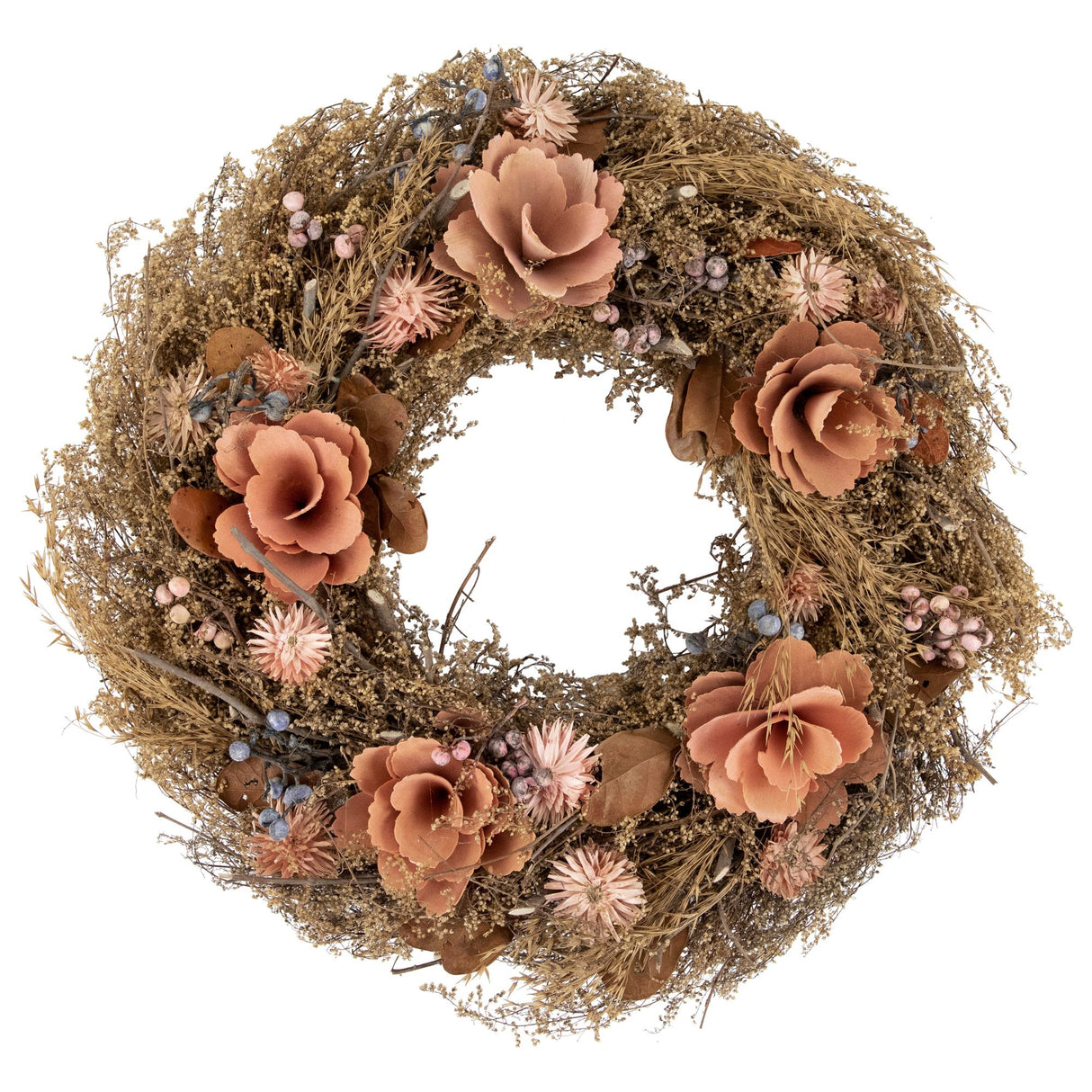 Northlight 13.75" autumn harvest wreath with twigs and flowers