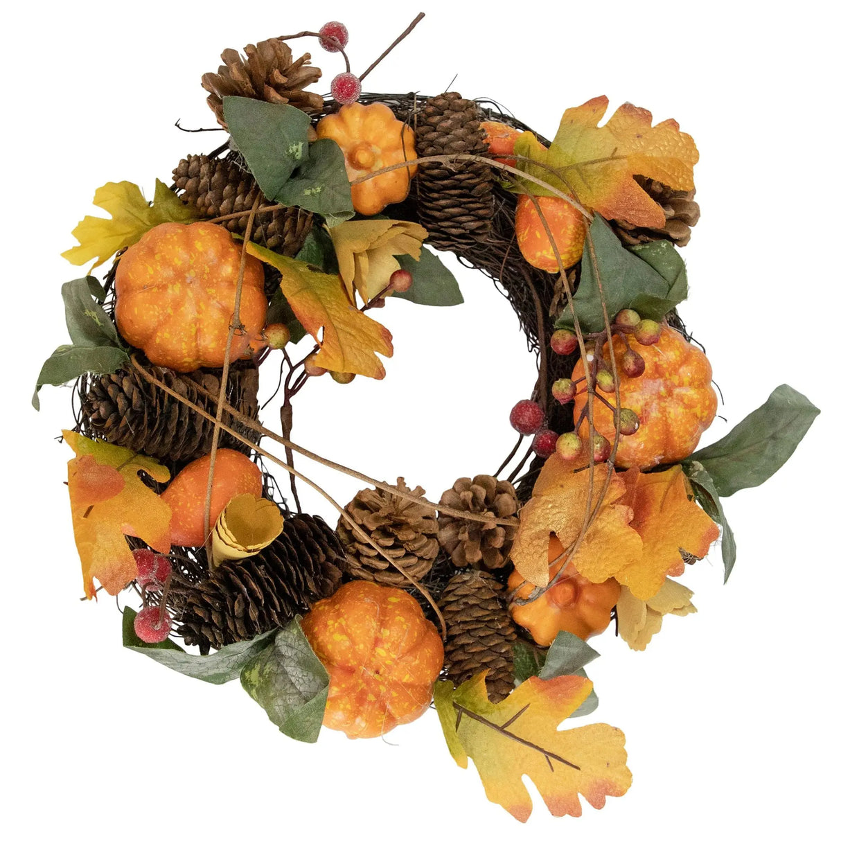 Northlight Autumn Harvest Wreath (13.5") | Rustic Pumpkin & Pinecone Decor Northlight