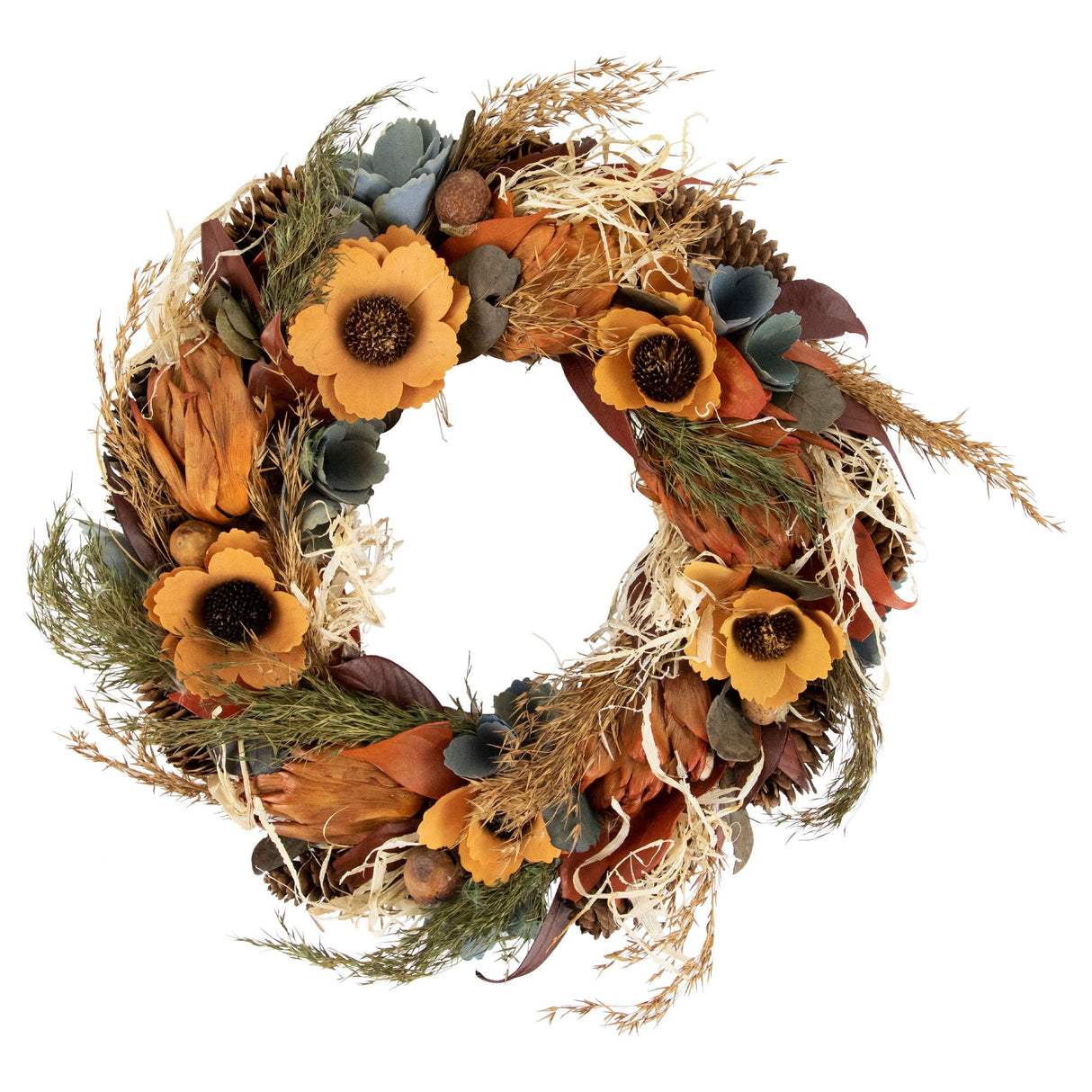 Northlight Sunflower & Straw Fall Harvest Wreath