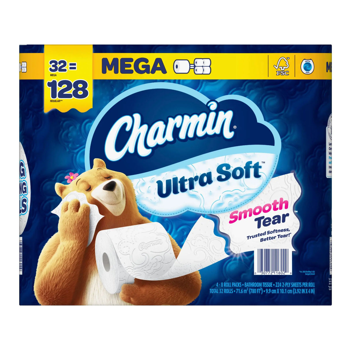 Charmin Ultra Soft Mega Rolls (32-Pack) | 224 Sheets per Roll for Comfort & Value Charmin
