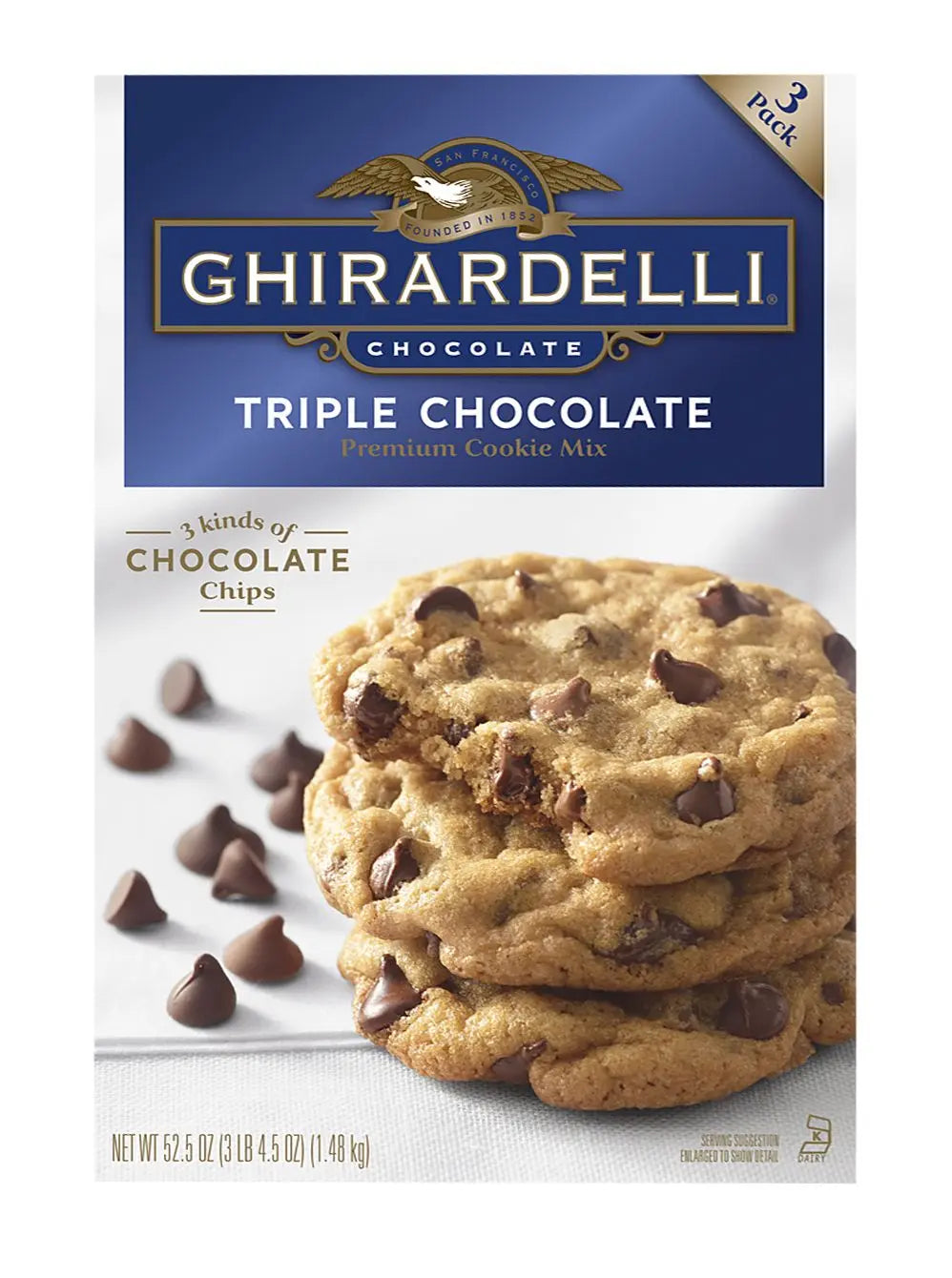 Ghirardelli Triple Chocolate Cookie Mix (3-Pack) | Chewy, Gourmet Chocolate Delight Ghirardelli