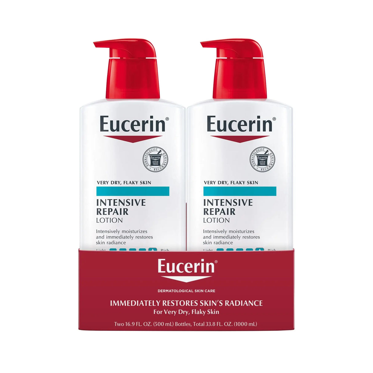 Eucerin Intensive Repair Body Lotion (2-Pack, 16.9 fl oz Each) | Fragrance-Free Moisture Boost Eucerin