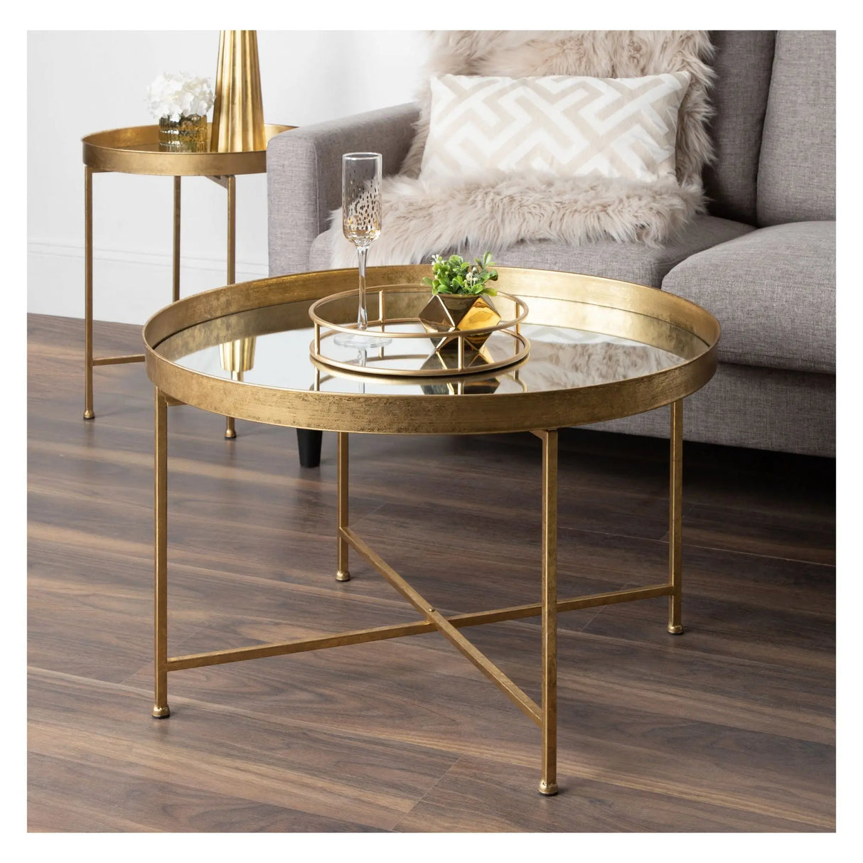 Kate & Laurel Celia Round Accent Table | Foldable Metal Design for Small Spaces Kate and Laurel