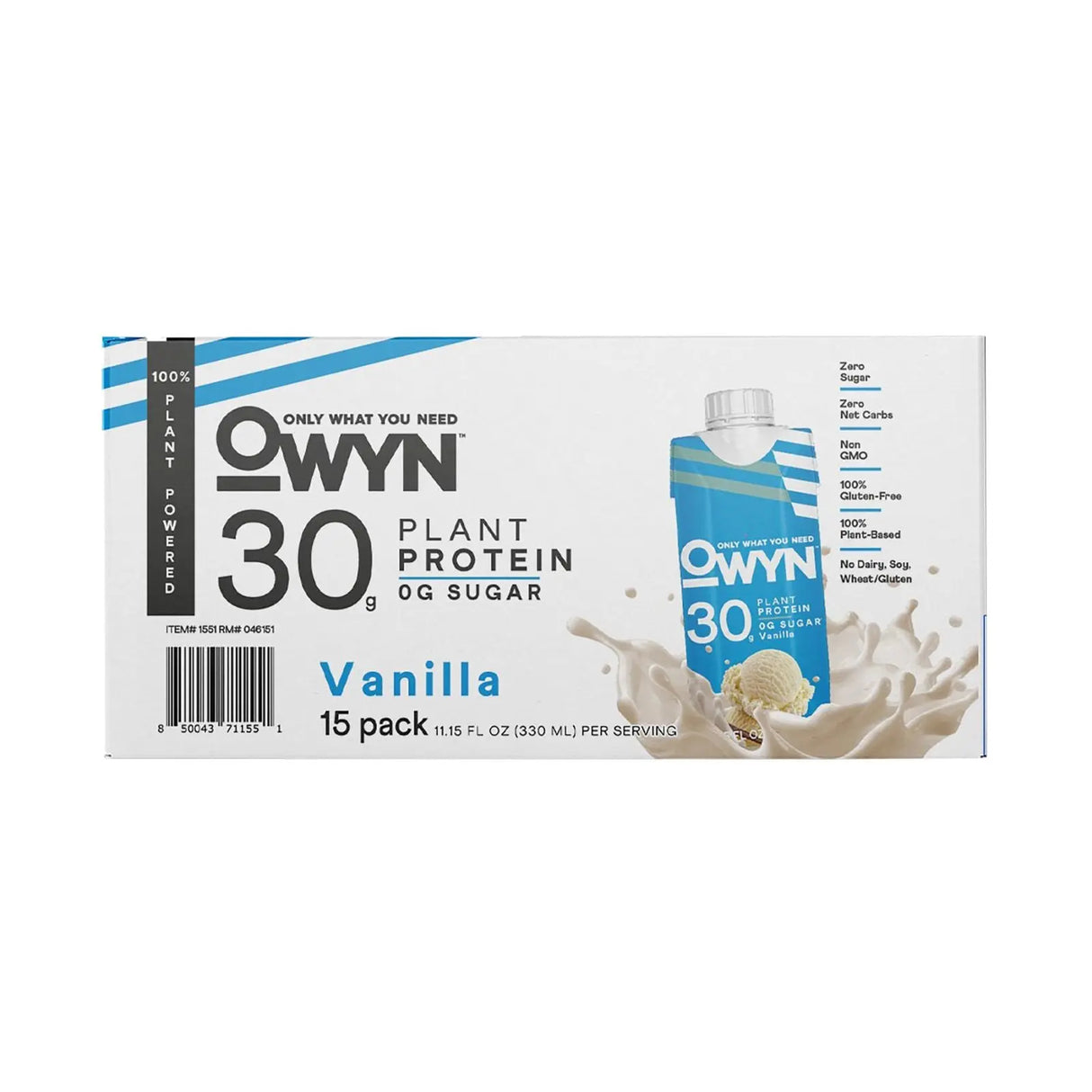 OWYN · Plant Protein Shakes – Vanilla (15-Pack, 11.15 oz Each) | 30g Protein, Vegan & Dairy-Free OWYN