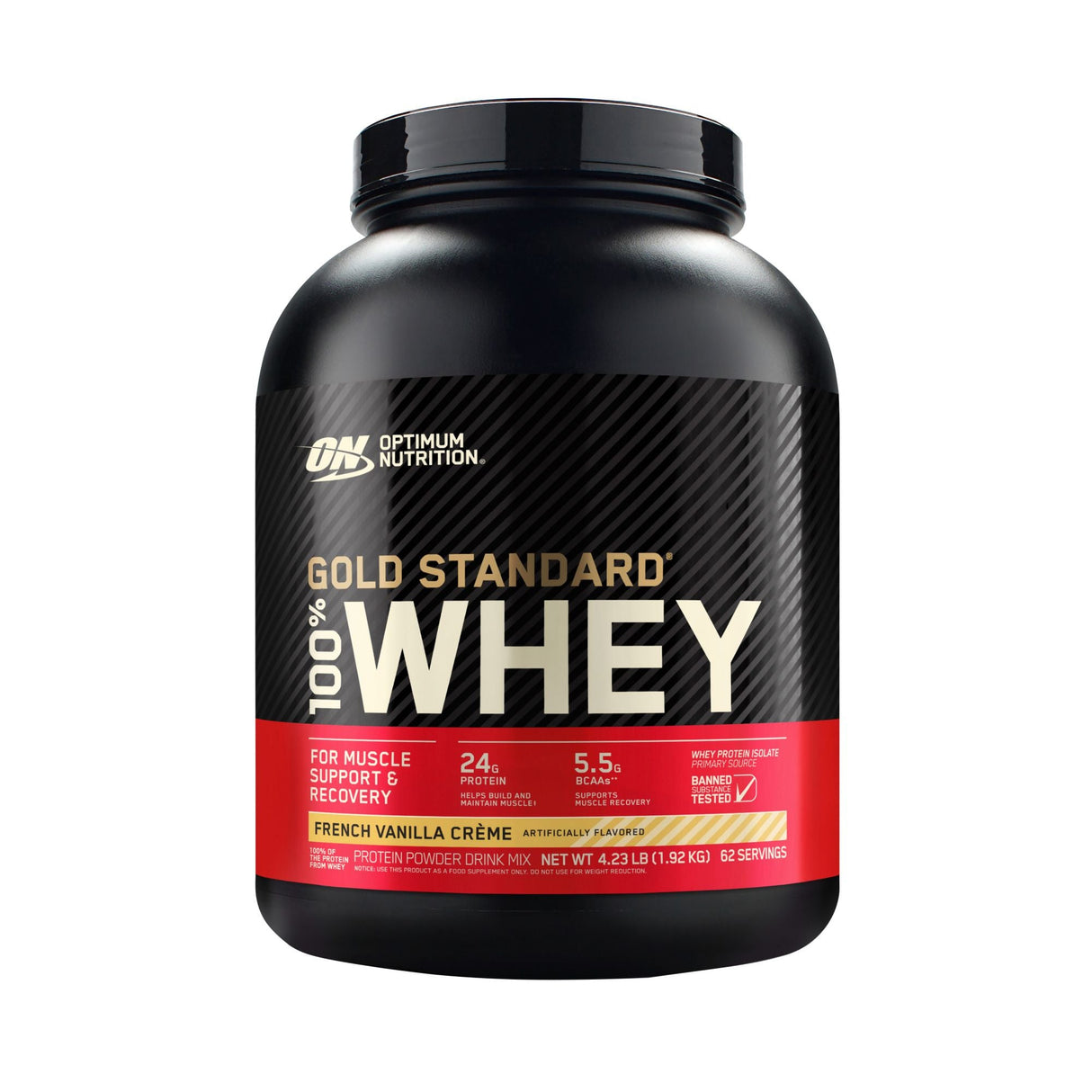 Optimum Nutrition Gold Standard Whey – French Vanilla Creme (4.23 lbs) | 24g Protein per Serving for Muscle Support Optimum Nutrition