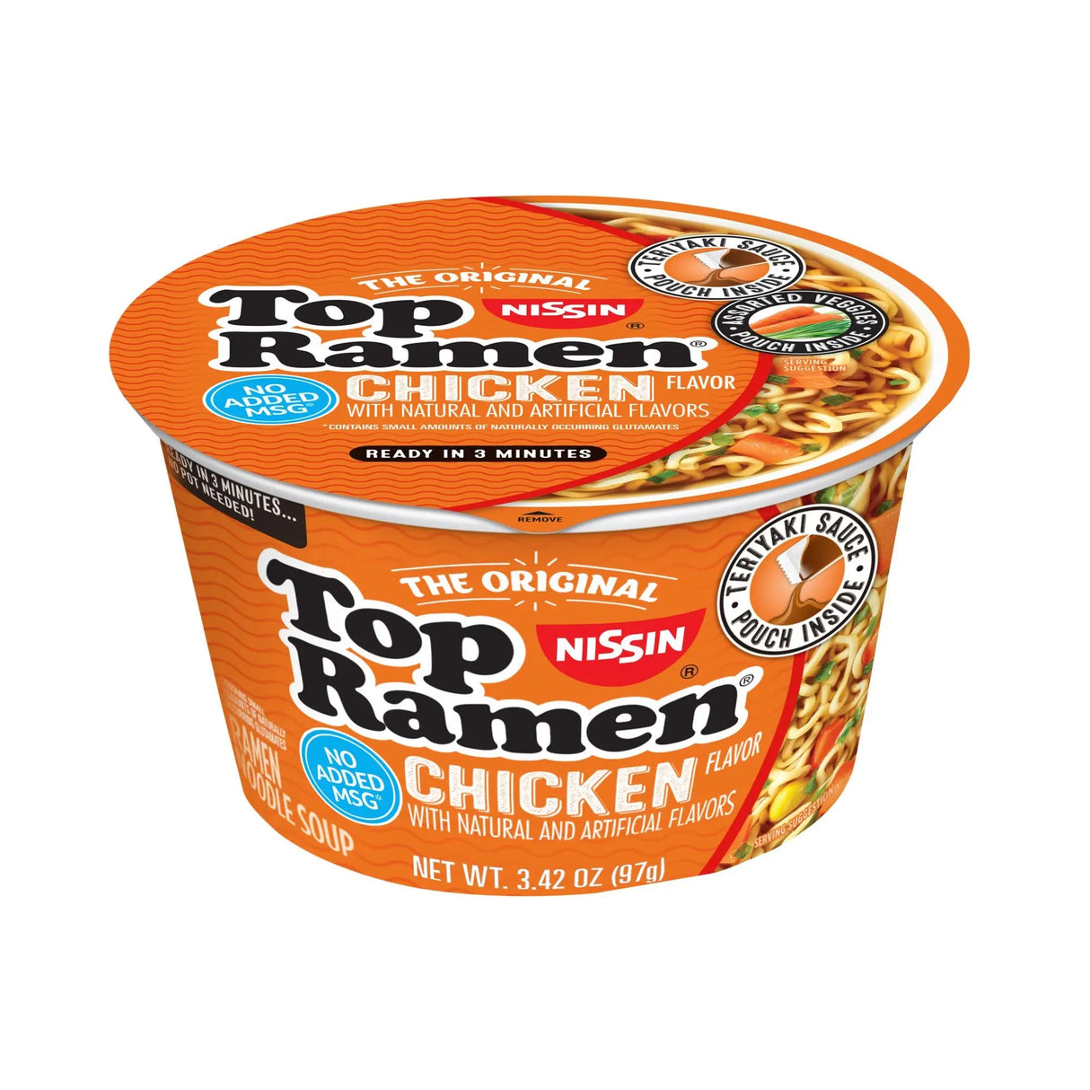 Nissin Top Ramen Chicken Bowl (12-Pack, 3.42 oz Each) | Savory Instant Soup Nissin Foods