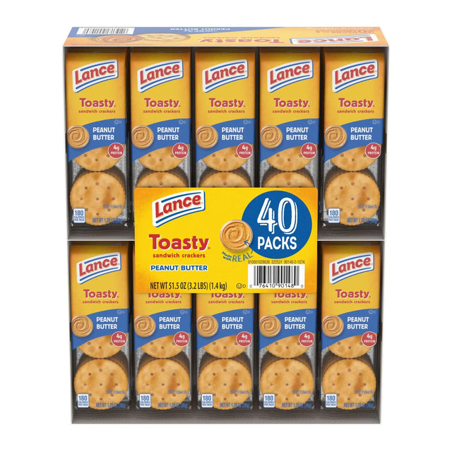Lance Toasty Peanut Butter Crackers (40 ct) | Crunchy Peanut Butter Snack Lance