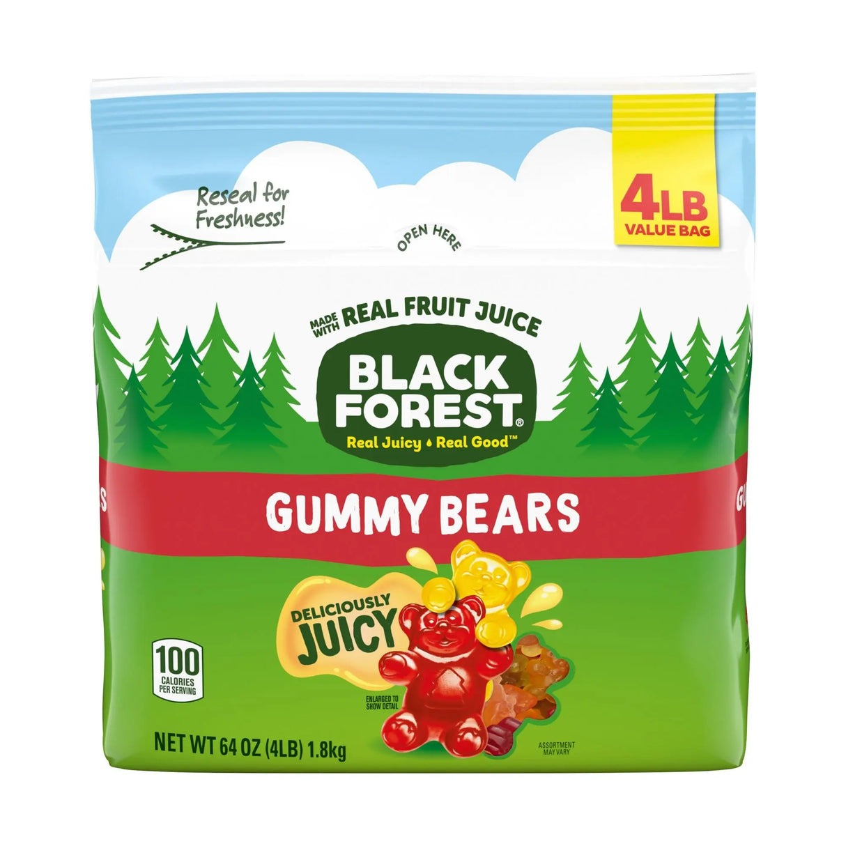 Black Forest Gummy Bears (4 lbs) | Juicy Soft Candy Bulk Pack Black Forest