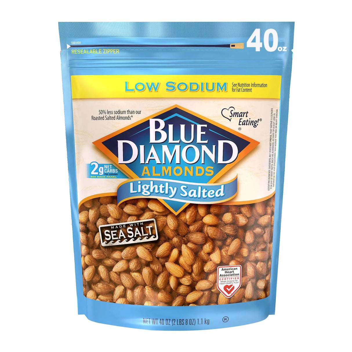 Blue Diamond Lightly Salted Almonds (40 oz) | Heart-Healthy Crunch Blue Diamond