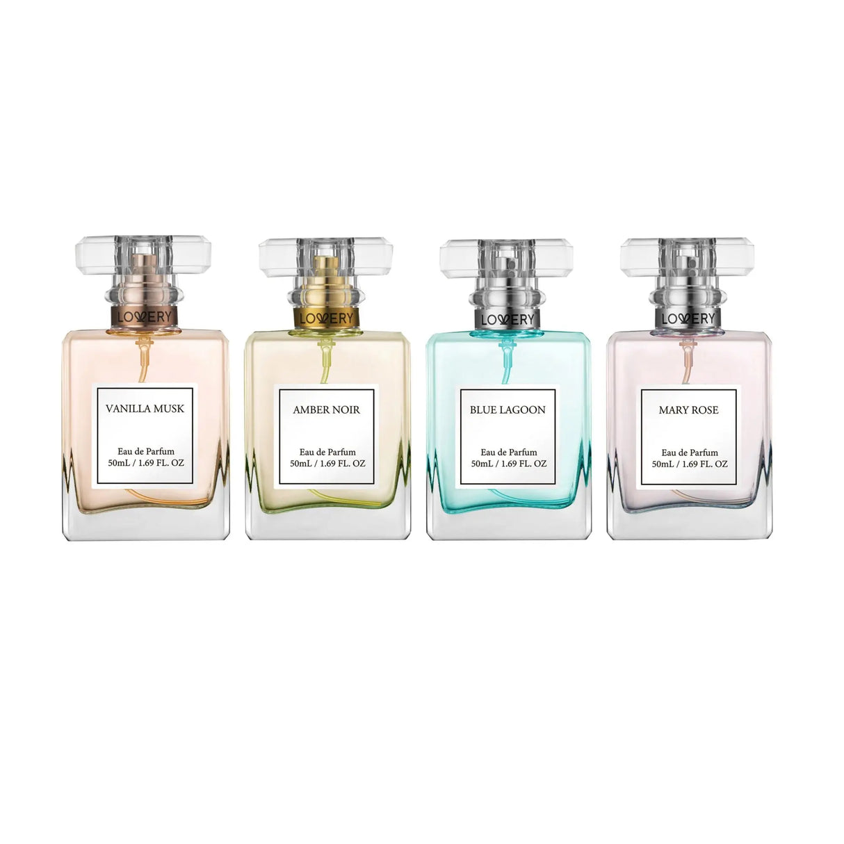 Lovery Floral Eau de Parfum Gift Set (4-Pack) | Lagoon, Rose, Amber & Vanilla Collection Lovery