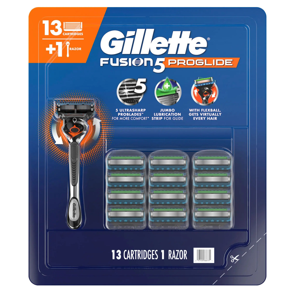 Gillette Fusion5 ProGlide Razor (Handle + 13 Refills) | Smooth, Precision Shave Gillette