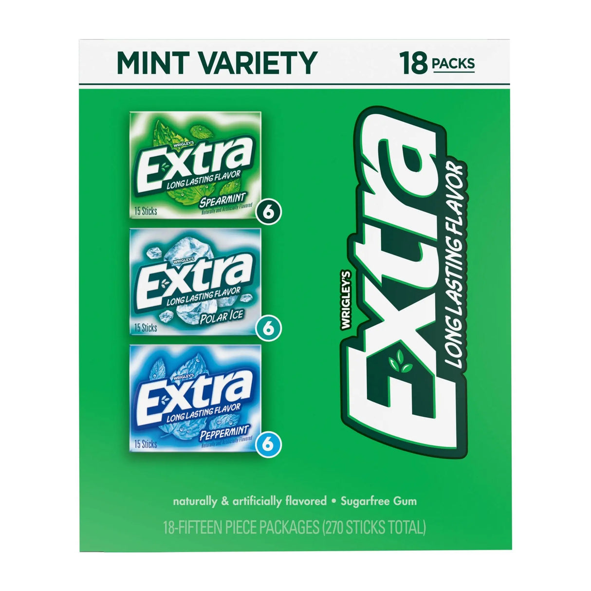 Extra Sugar-Free Gum Variety Pack (18 ct) | Multiple Mint Flavors Extra