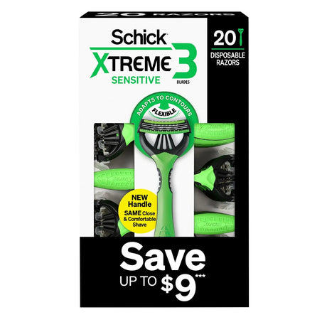 Schick Xtreme3 Disposable Razors (20-Pack) | Close, Comfortable Shave Every Time Schick