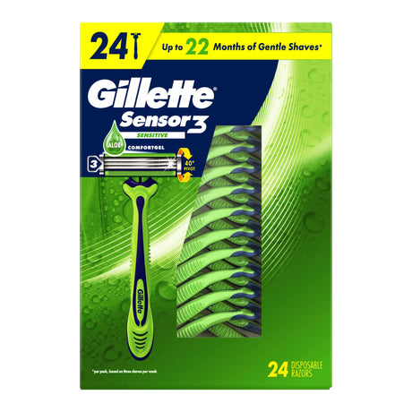 Gillette Sensor3 Sensitive 3-blade disposable razor pack of 24