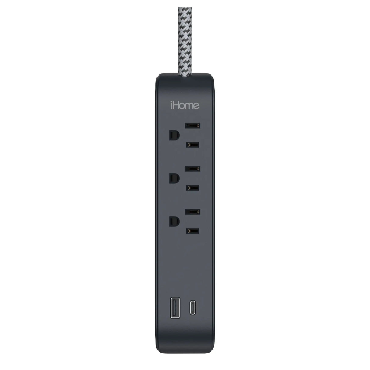 iHome Power Strip w/ USB (Black) | Space-Saving Charging Solution iHome