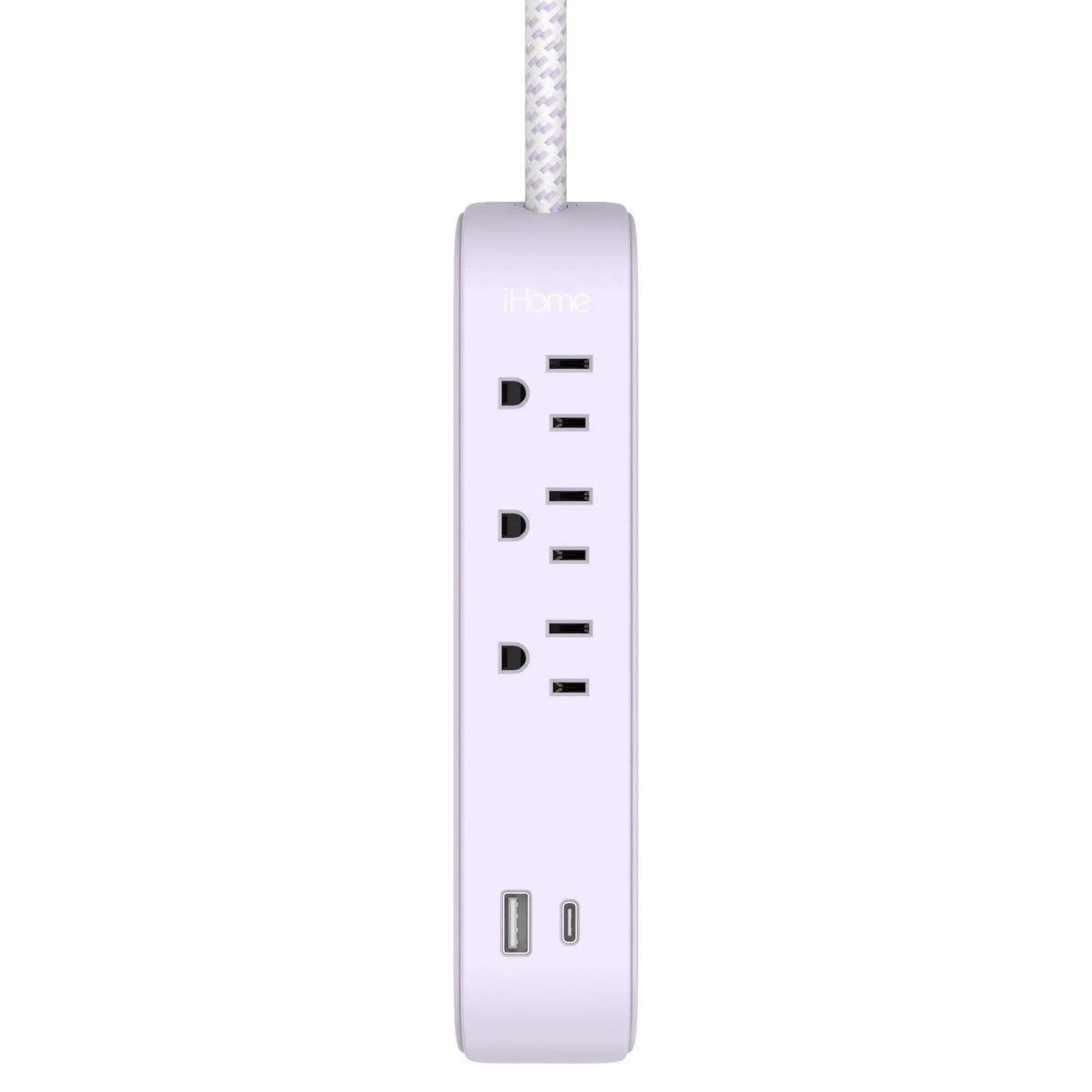 iHome Power Strip with USB (Purple) | Versatile Charging Station iHome