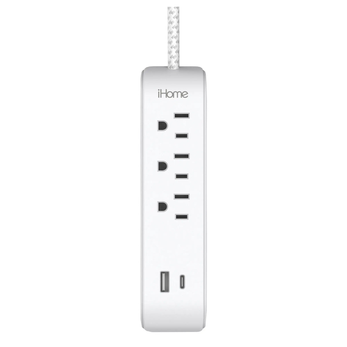iHome Power Strip w/ USB (White) | Sleek, Multi-Port Charging iHome