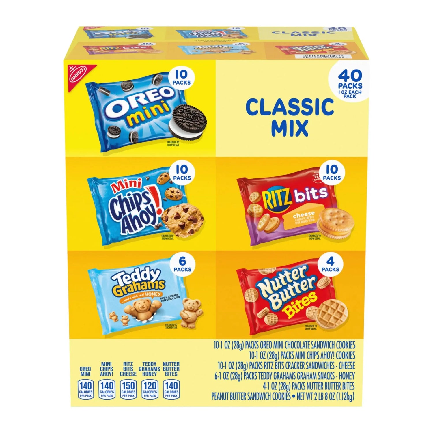 Nabisco Classics Variety Pack (40-Pack, 1 oz Each) | Cookies & Crackers for Snacking Chips Ahoy, Oreo, Nutter Butter, Ritz, Teddy Grahams