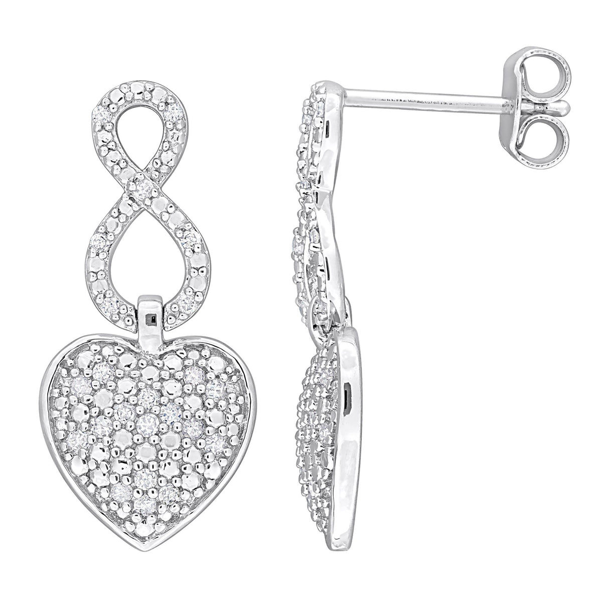 Diamond Heart Infinity Earrings