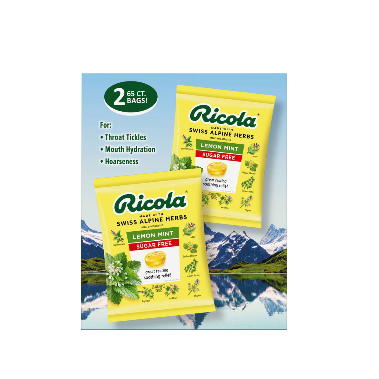 Ricola Sugar-Free Lemon Mint Throat Drops 130 count
