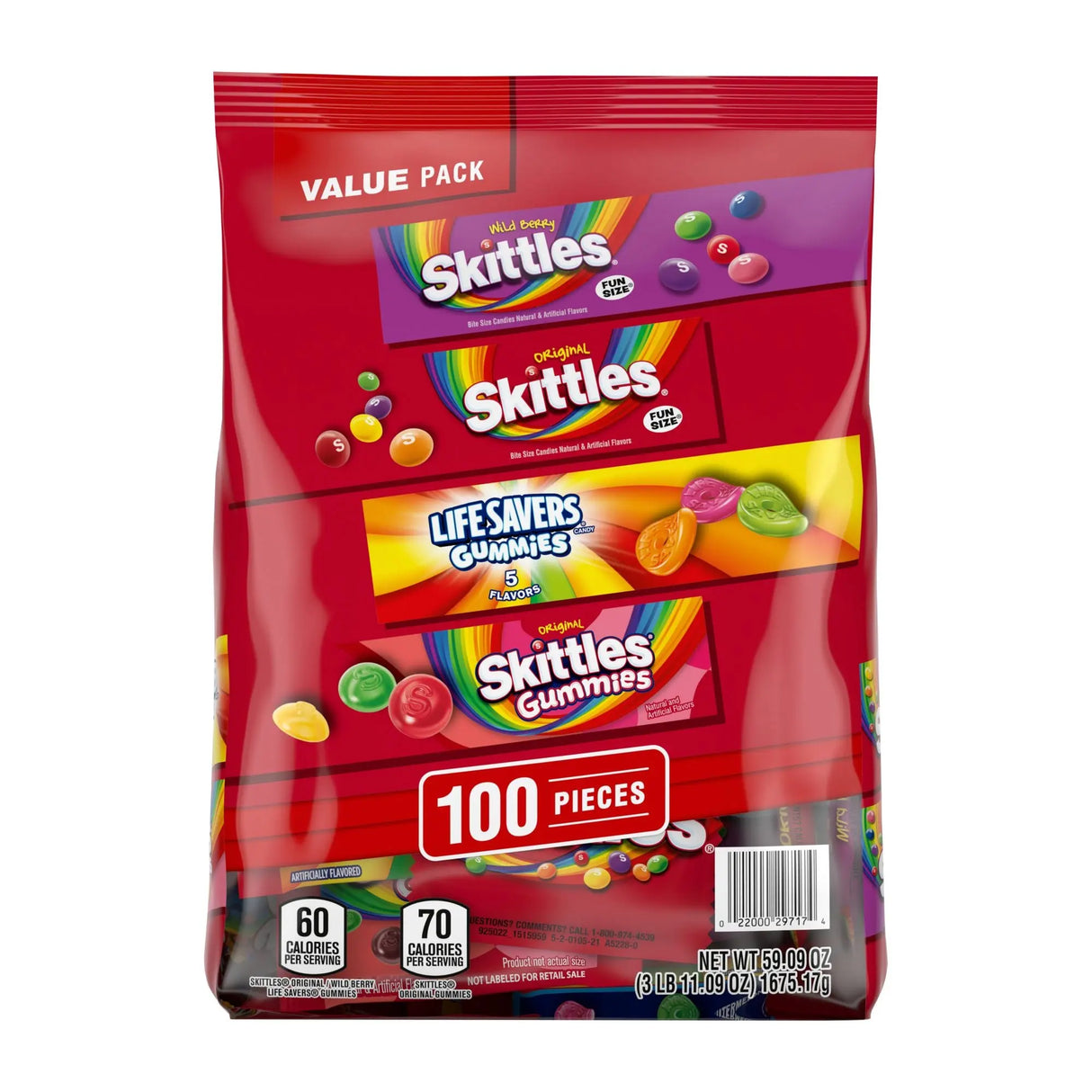 Skittles & Gummies Bulk Variety (100-Pack) | Assorted Fruity & Chewy Candy Mix Skittles, Skittles Gummies, Life Savers