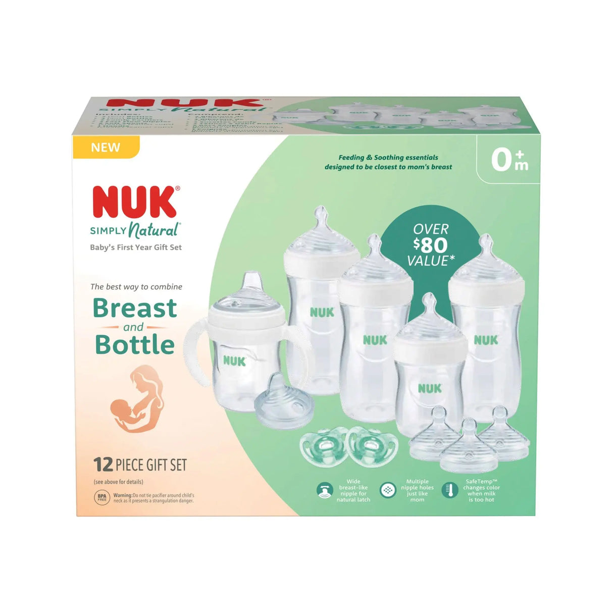 NUK Simply Natural Bottle Set (12 pc.) | Natural Feeding, SafeTemp NUK