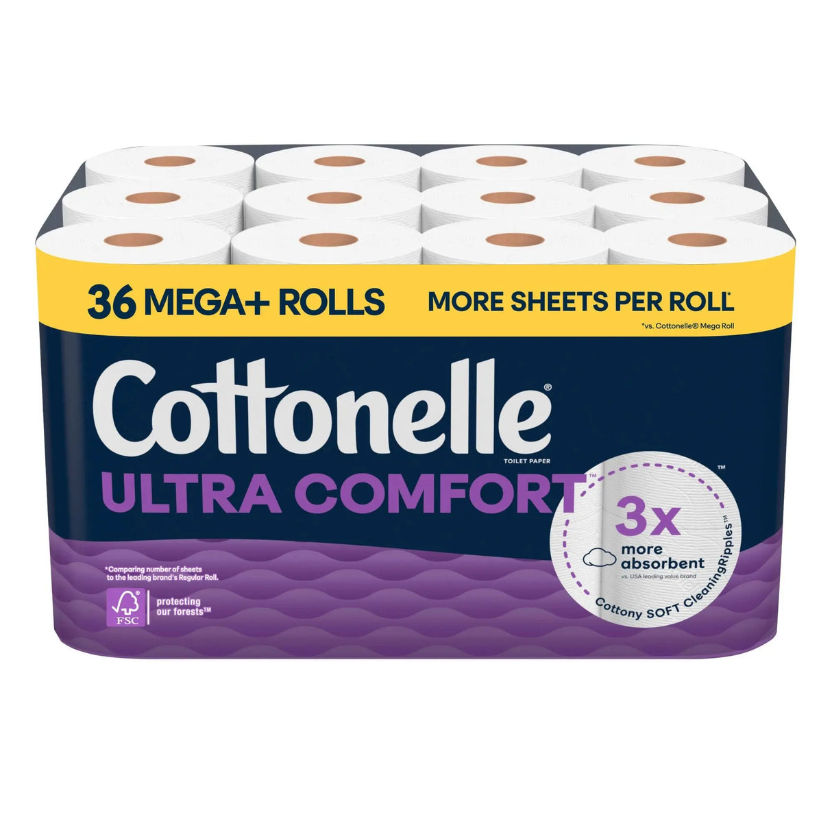 Cottonelle Ultra Comfort Mega+ Toilet Paper (36-Pack) | 269-Sheet Soft Rolls Cottonelle