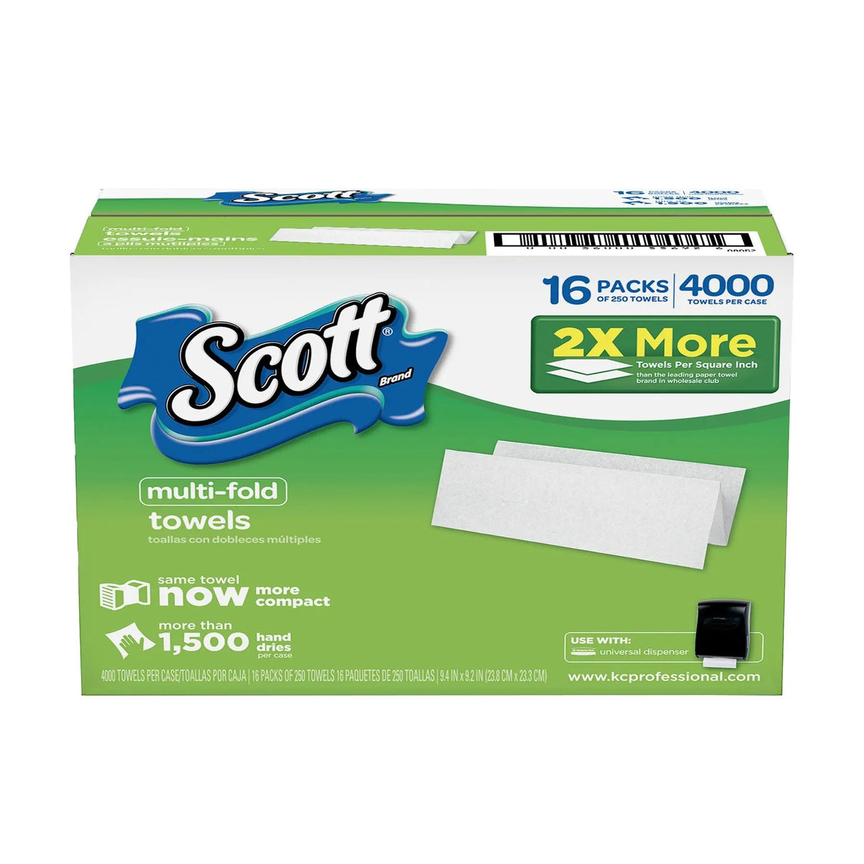 Scott Multi-Fold Paper Towels (16-Pack, 4,000 Towels) | High-Capacity, Durable Cleaning Sheets Scott
