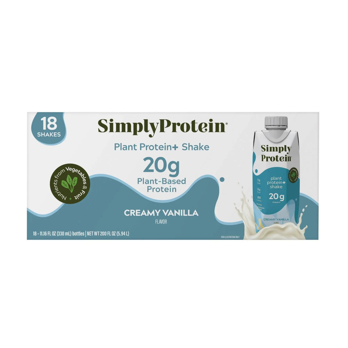 SimplyProtein Vanilla High Protein Shake (18 pk., 20g Protein) | Plant-Based Smooth Energy SimplyProtein