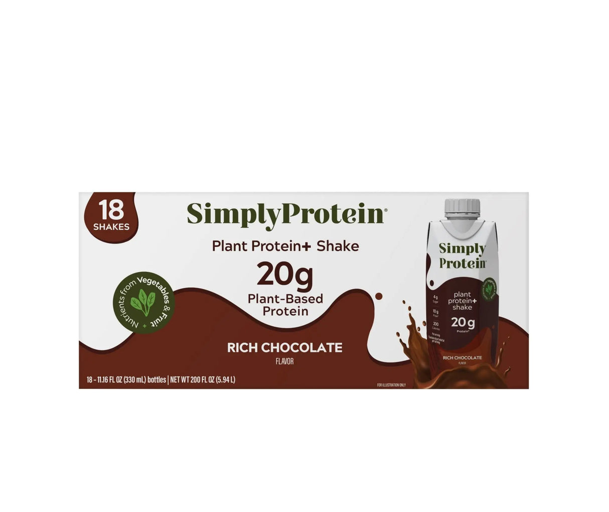 SimplyProtein Chocolate High Protein Shake (18 pk., 20g Protein) | Vegan Ready-to-Drink Energy Boost SimplyProtein