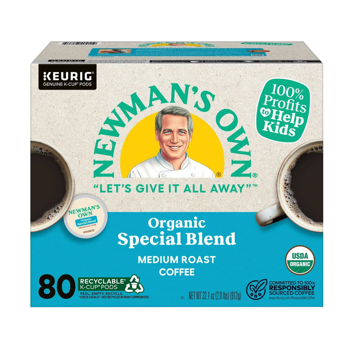 Newman's Own Special Blend K-Cups (80-Pack) | Organic Coffeehouse Blend Newman's Own